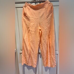 NWT Happily Grey Women's Peach Wide-Leg Linen Blend Pants pockets